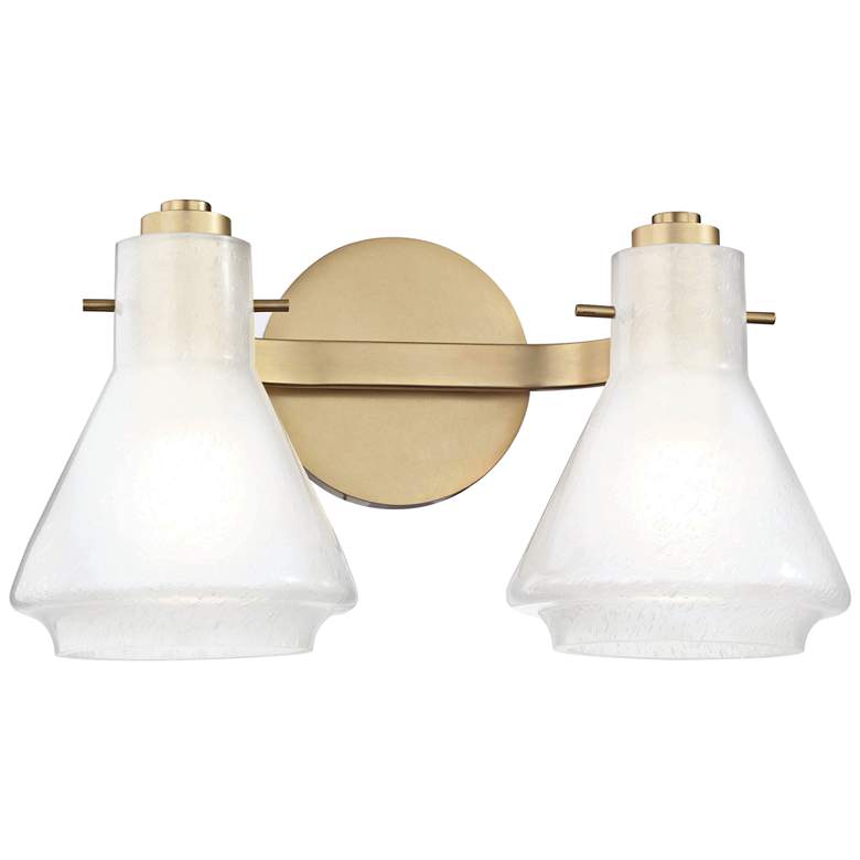 Image 1 Mitzi Rosie 7 1/2" High Aged Brass 2-Light Wall Sconce