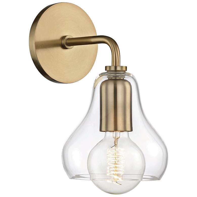 Image 1 Mitzi Sadie 10 1/2 inch High Aged Brass Wall Sconce