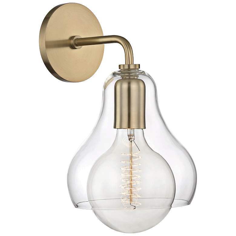 Image 1 Mitzi Sadie 12 3/4" High Aged Brass Wall Sconce