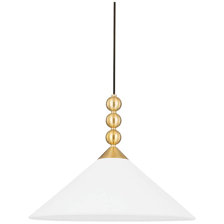 Image 1 Mitzi Sang 20 inch Wide 1-Light White Fabric Cone Pendant Chandelier Light