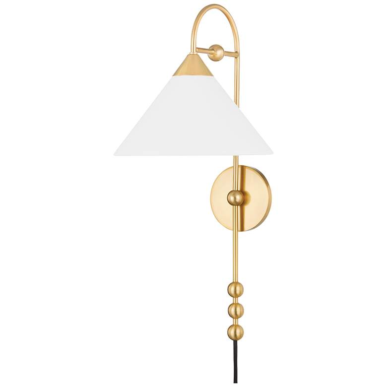 Image 1 Mitzi Sang 23" High Brass and Soft White Wall Sconce