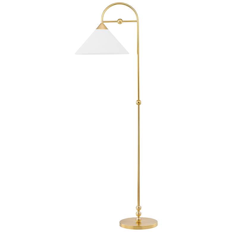 Image 1 Mitzi Sang 64 1/2 inch High Curved Arm White and Brass Floor Lamp