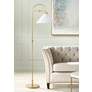 1_Mitzi Sang 64 1/2" High Curved Arm White and Brass Floor Lamp