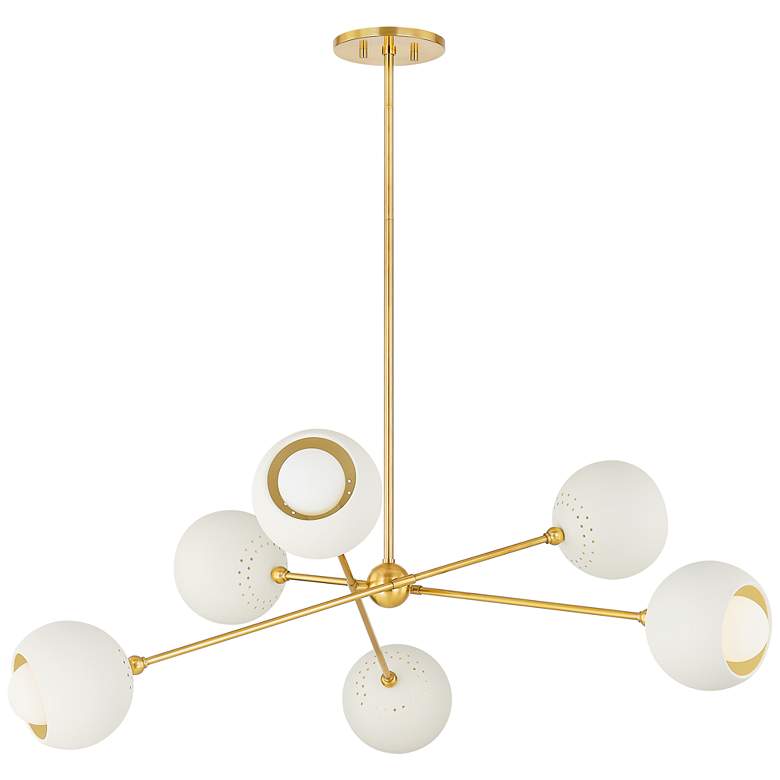 Image 1 Mitzi Saylor 40" Wide Aged Brass 6-Light Chandelier