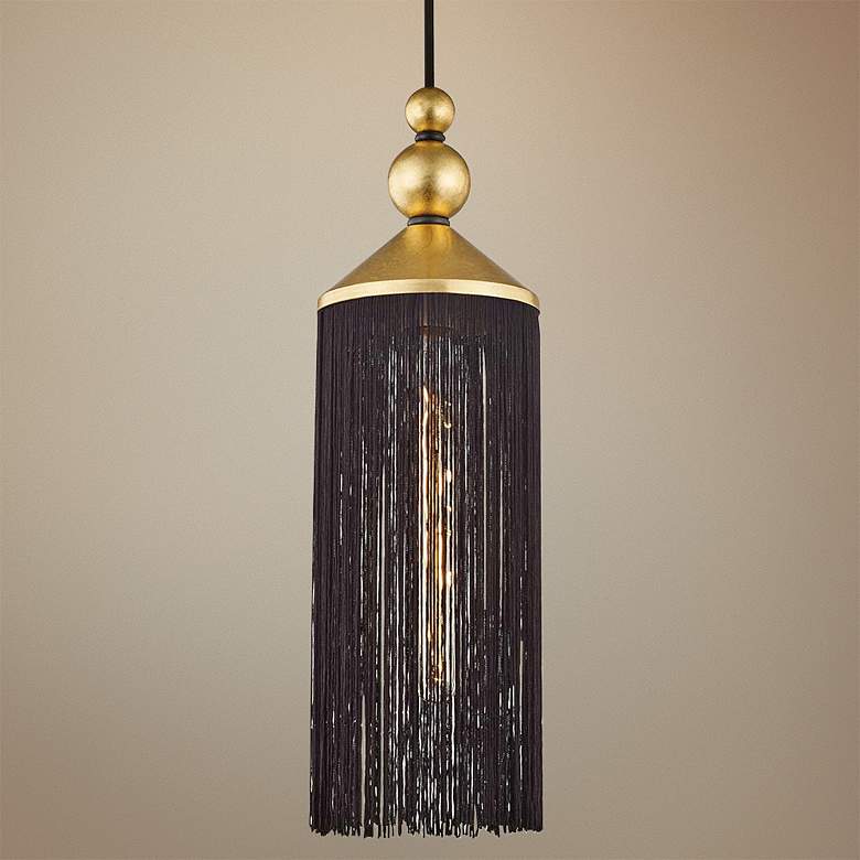 Image 1 Mitzi Scarlett 5" Wide Gold Leaf and Black Mini Pendant