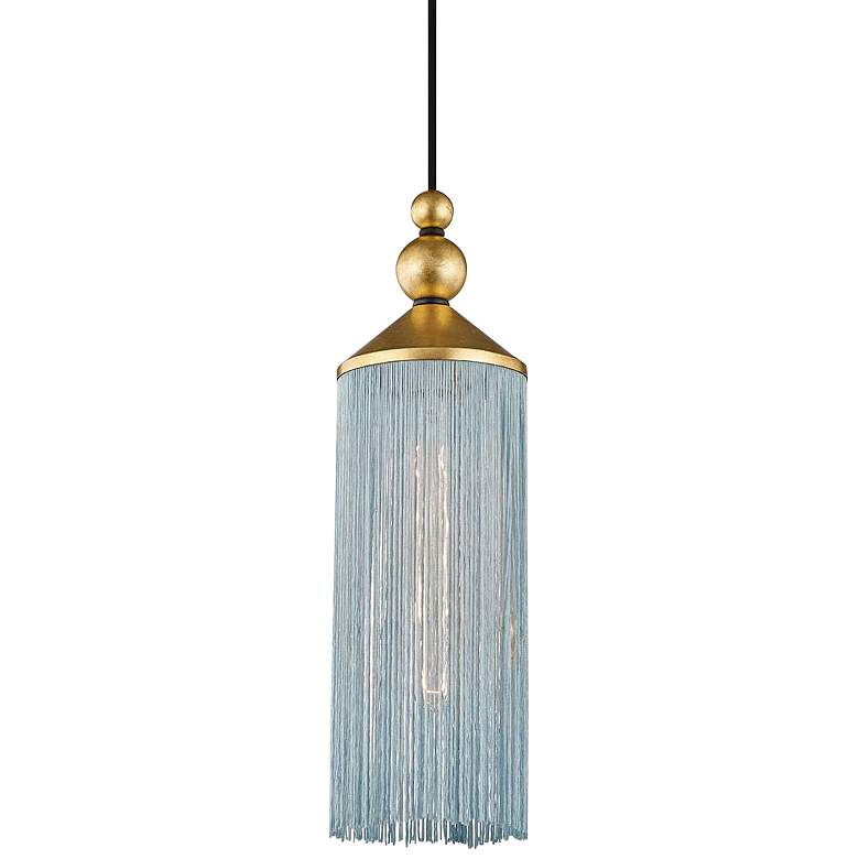 Image 2 Mitzi Scarlett 5" Wide Gold Leaf and Blue Mini Pendant