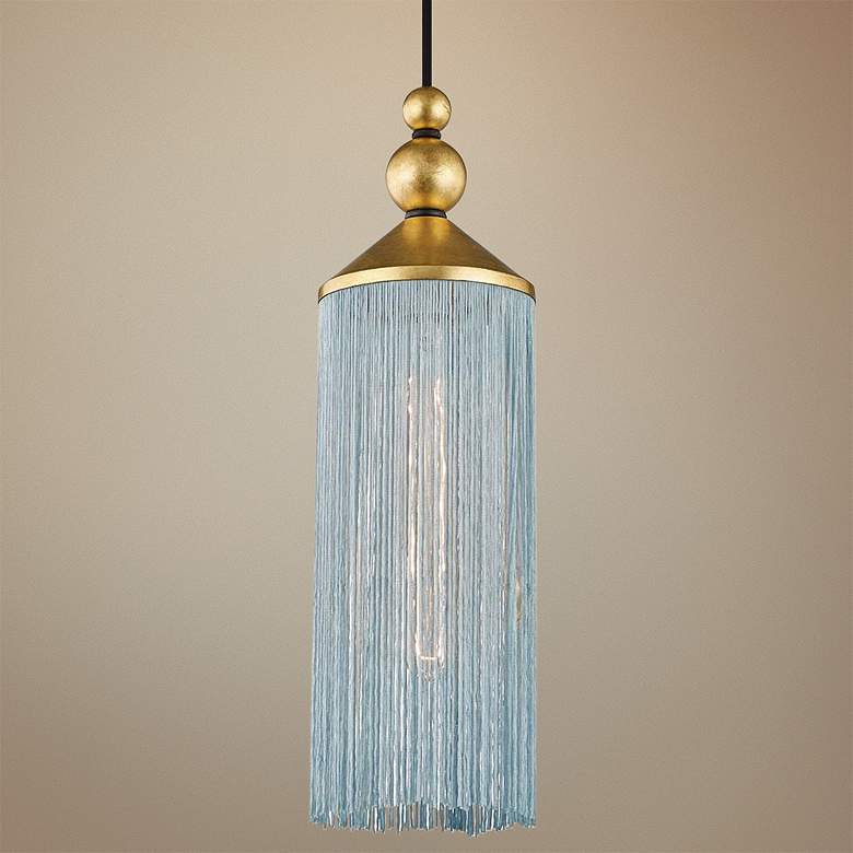 Image 1 Mitzi Scarlett 5" Wide Gold Leaf and Blue Mini Pendant