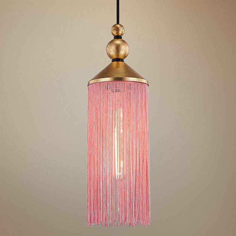 Image 1 Mitzi Scarlett 5" Wide Gold Leaf and Pink Mini Pendant