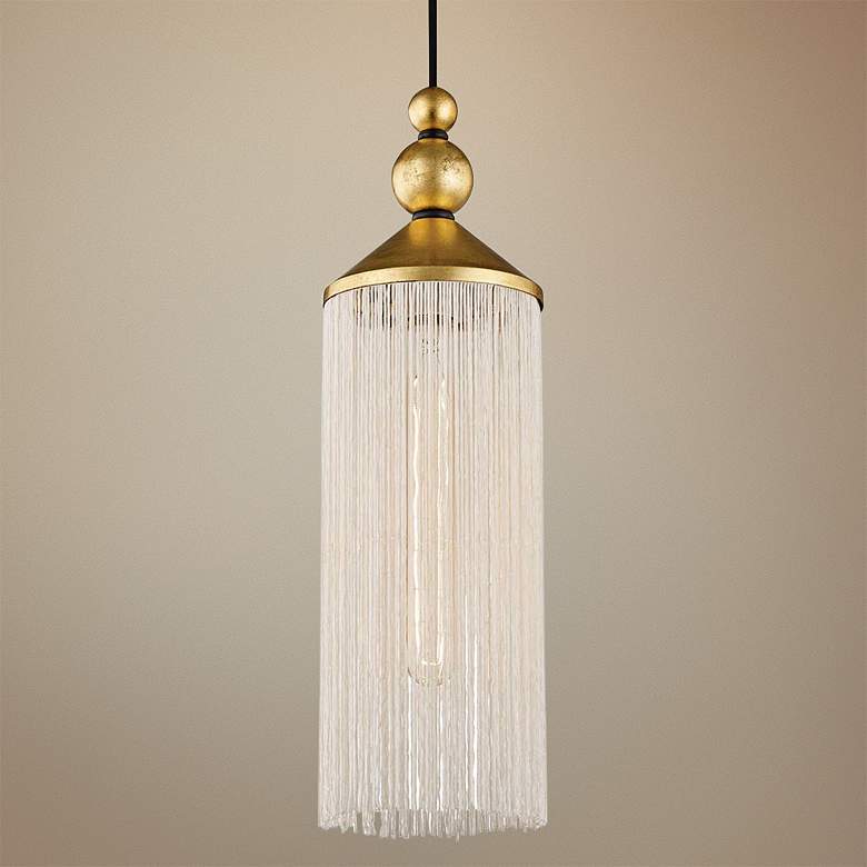 Image 1 Mitzi Scarlett 5" Wide Gold Leaf and White Mini Pendant