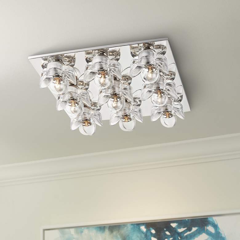 Image 1 Mitzi Shea 16 1/2 inchW Polished Nickel 9-Light Ceiling Light