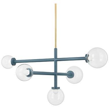 Mitzi Sia 43 1/4"W Slate Blue and Brass 5-Light Chandelier