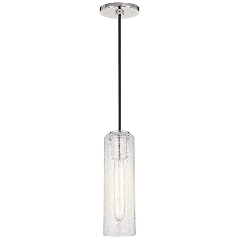 Image 1 Mitzi Skye 3 1/2" Wide Polished Nickel Crackle Glass Mini Pendant