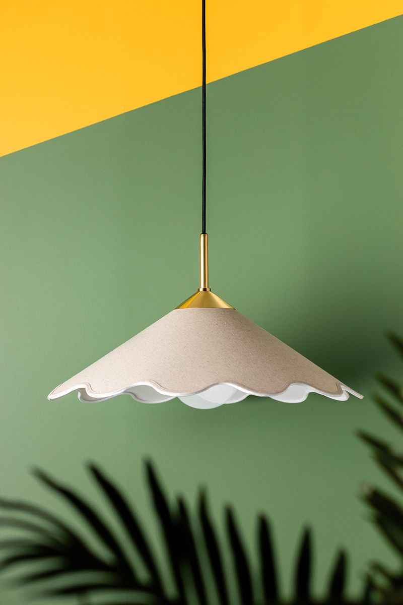 Mitzi Sodsai 20" Wide Aged Brass White Linen Shade Pendant Light