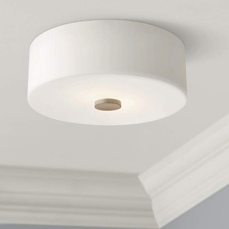 Image 1 Mitzi Sophie 11 3/4 inch Wide Nickel and Opal White Glass Ceiling Light
