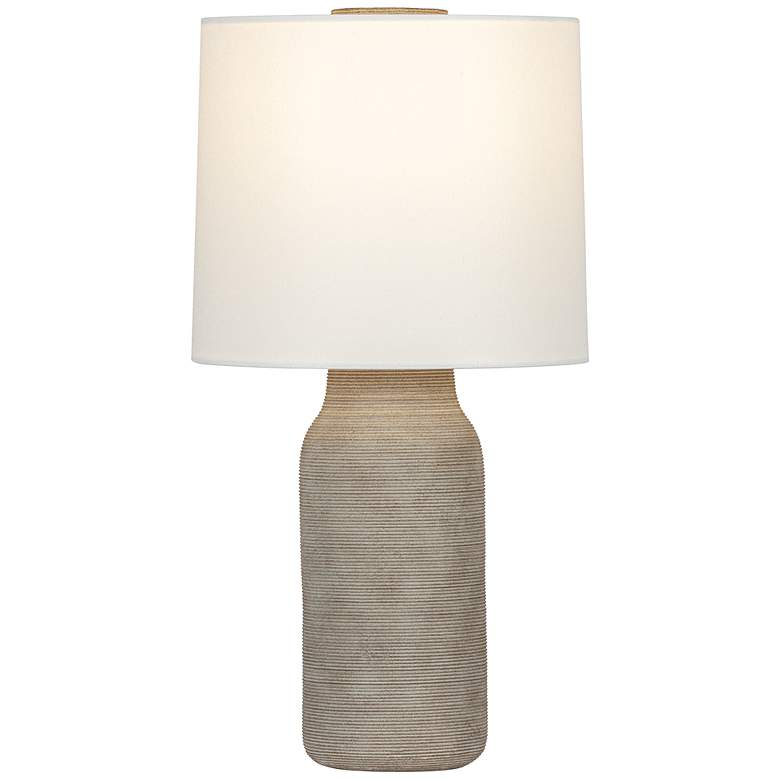 Image 2 Mitzi Stassi Table Lamp 14" in Aged Brass and Ceramic Stria Terra