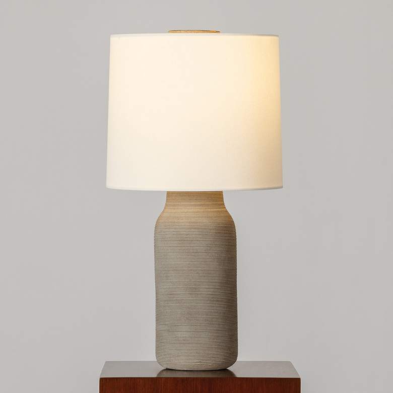 Image 1 Mitzi Stassi Table Lamp 14" in Aged Brass and Ceramic Stria Terra