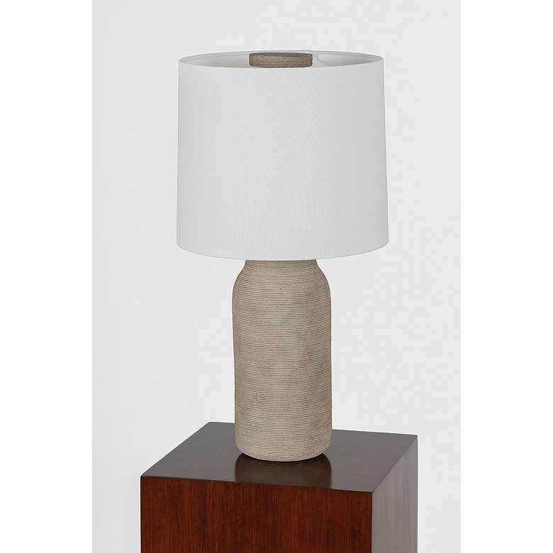 Image 4 Mitzi Stassi Table Lamp 14" in Aged Brass and Ceramic Stria Terra more views