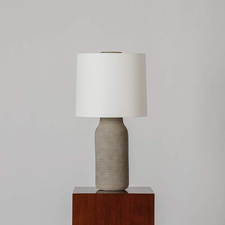 Image 5 Mitzi Stassi Table Lamp 14" in Aged Brass and Ceramic Stria Terra more views