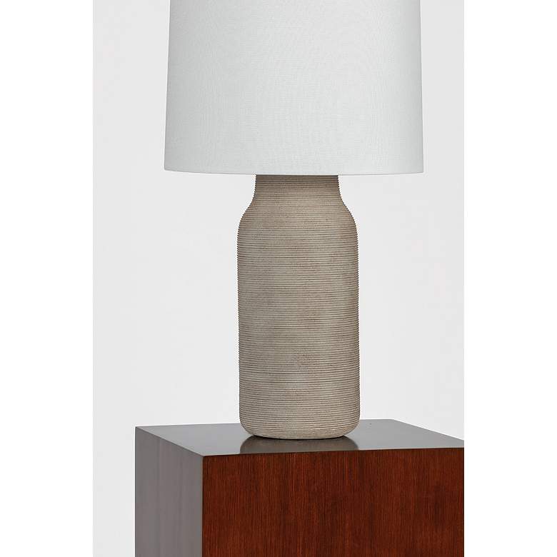 Image 6 Mitzi Stassi Table Lamp 14" in Aged Brass and Ceramic Stria Terra more views