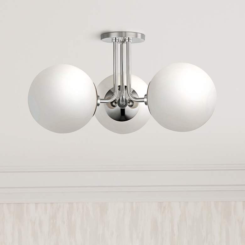 Image 1 Mitzi Stella 18 1/4" Wide Polished Nickel 3-Light Globe Ceiling Light