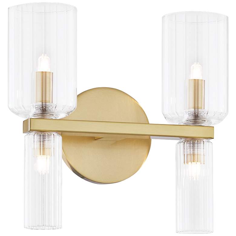 Image 1 Mitzi Tabitha 10 1/4 inch High Aged Brass 4-Light Wall Sconce