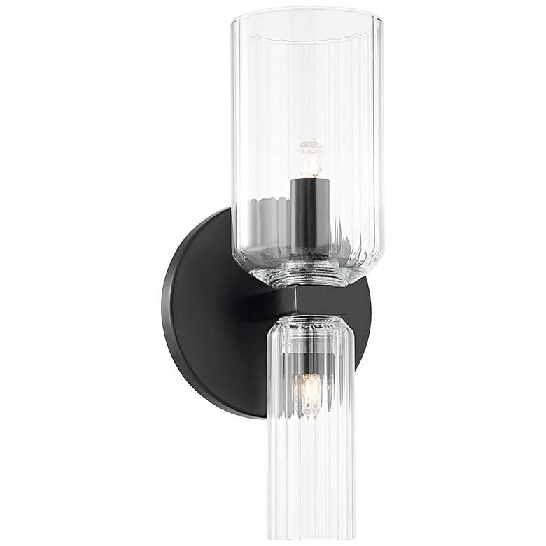 Image 1 Mitzi Tabitha 10 1/4 inchH Soft Black 2-Light LED Wall Sconce