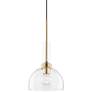 Mitzi Tabitha 10" Wide Aged Brass Clear Dome Glass Mini Pendant Light