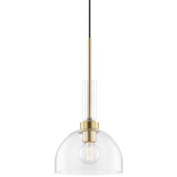 Mitzi Tabitha 10&quot; Wide Aged Brass Clear Dome Glass Mini Pendant Light