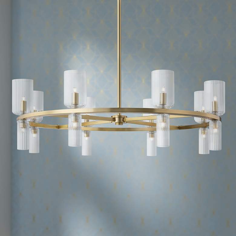 Image 1 Mitzi Tabitha 33 3/4 inch Wide Aged Brass 16-Light Chandelier