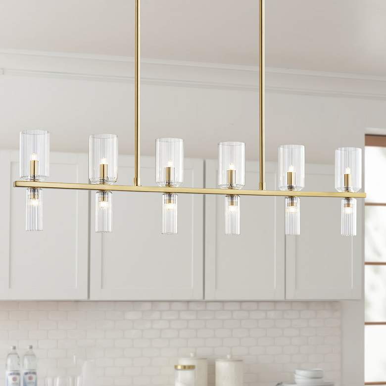 Image 1 Mitzi Tabitha 41 3/4"W 20-Light Aged Brass Island Pendant