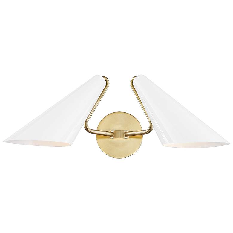 Image 1 Mitzi Talia 20.5 inch Wide Aged Brass/dove Gray Combo 2 Light Wall Sconce
