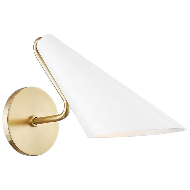 Image 1 Mitzi Talia 8" High Aged Brass and Dove Gray Wall Sconce
