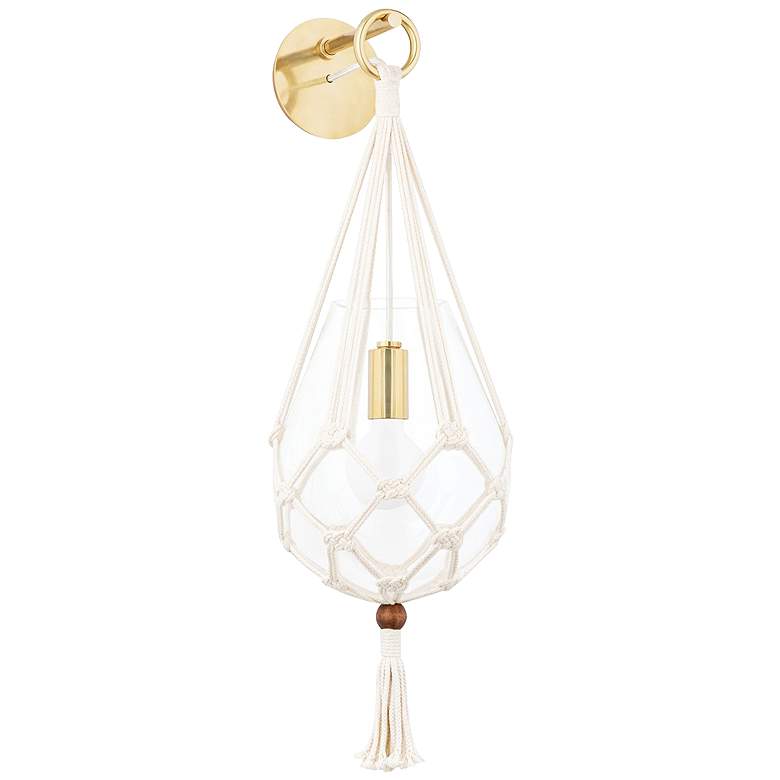 Image 1 Mitzi Tessa 22 3/4" High Aged Brass Clear Glass Wall Sconce