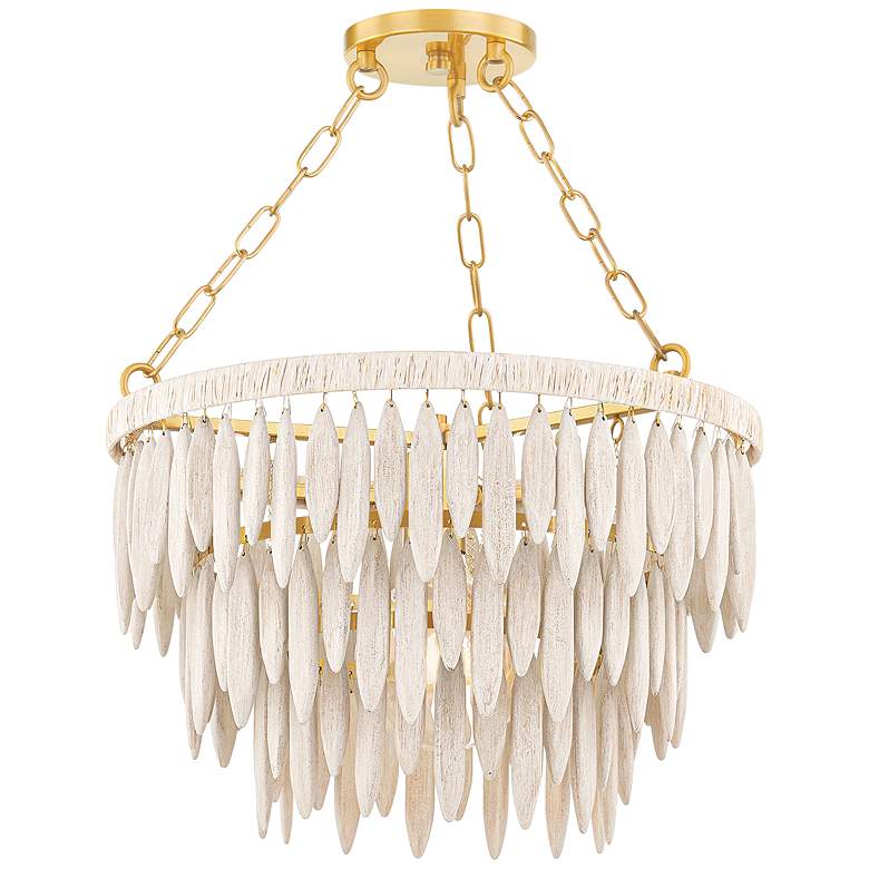 Image 1 Mitzi Tiffany 18 1/4" Wide Aged Brass and Wood Pendant Light