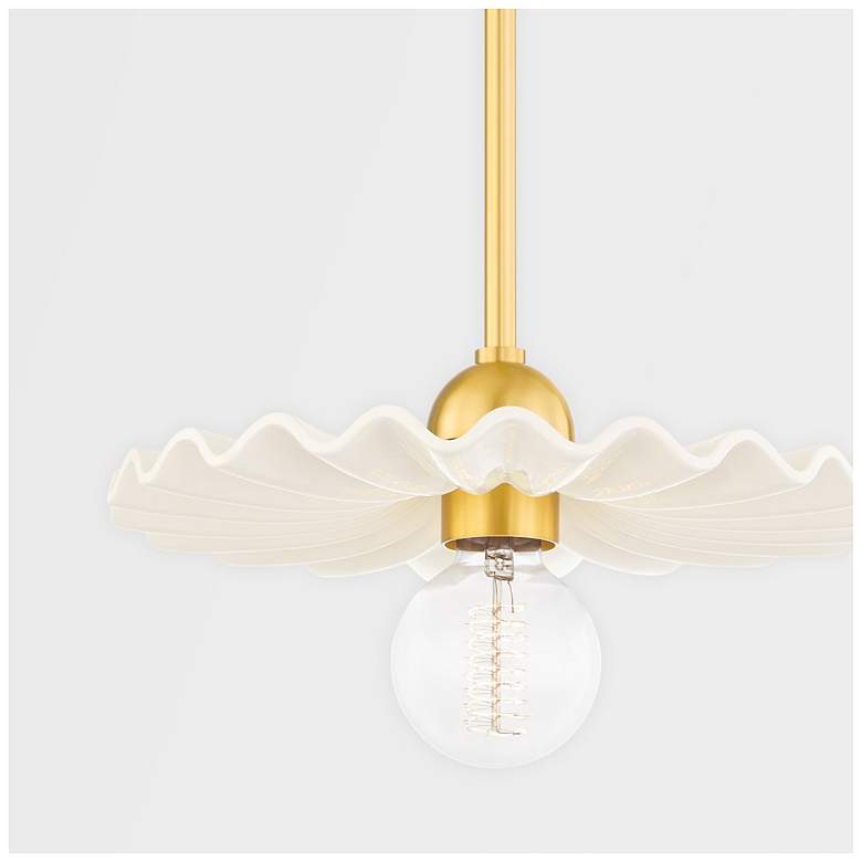 Image 3 Mitzi Tinsley 1 Light Pendant in Aged Brass W/ Ceramic Gloss Cream more views