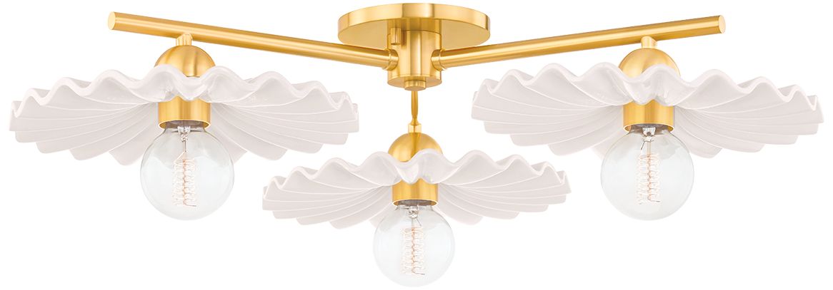 Image 2 Mitzi Tinsley 11 3/4" Brass and Cream Ceramic Ceiling Light more views