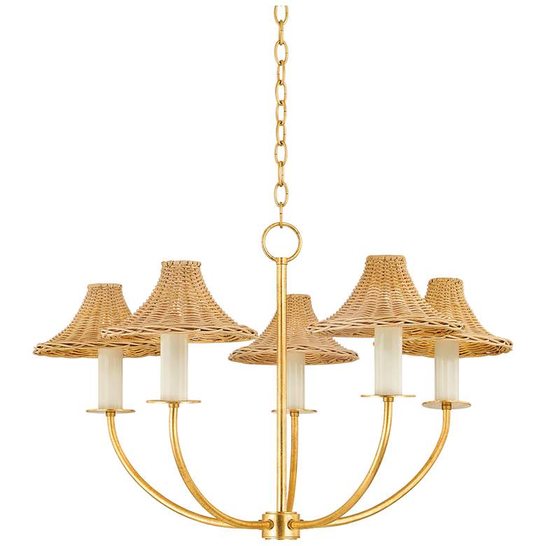 Image 1 Mitzi Twila 30 1/4"W Vintage Gold Leaf 5-Light Chandelier