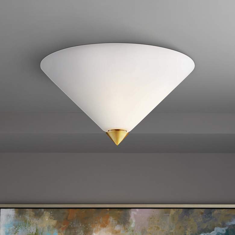 Image 1 Mitzi Ulla 13" Wide Aged Brass Glass Ceiling Light