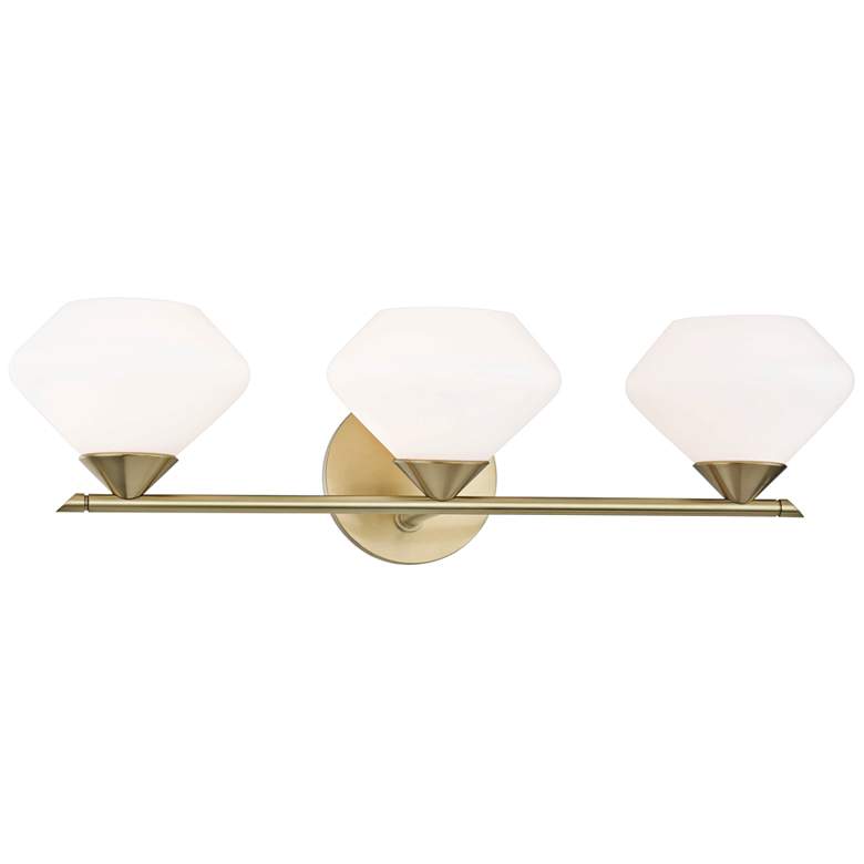 Image 2 Mitzi Valerie 21 3/4" Modern Opal Glass Aged Brass 3-Light Bath Light