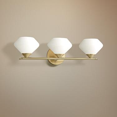 Mitzi Valerie 21 3/4" Modern Opal Glass Aged Brass 3-Light Bath Light