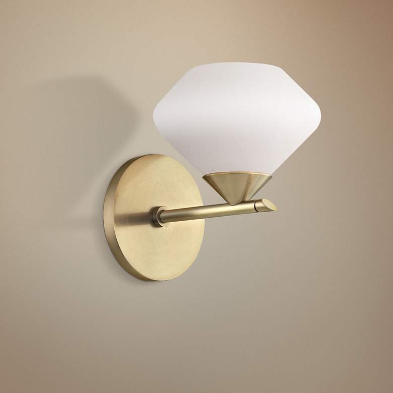 Image 1 Mitzi Valerie 7 inch High Aged Brass Wall Sconce