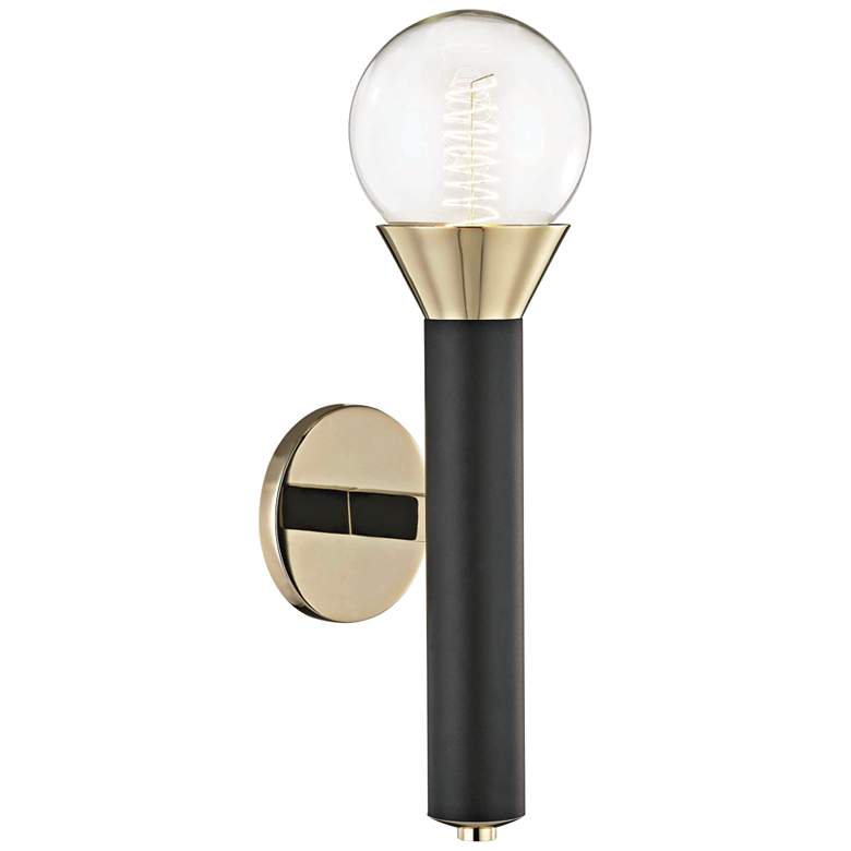 Mitzi Via 17 1/2&quot;H Polished Brass and Black Wall Sconce more views