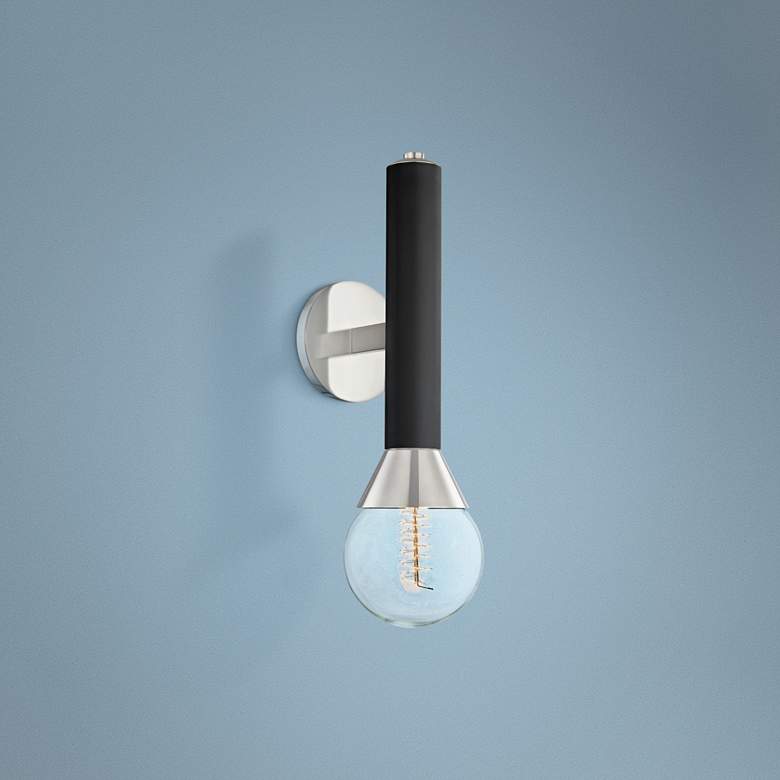 Image 1 Mitzi Via 17 1/2"H Polished Nickel and Black Wall Sconce