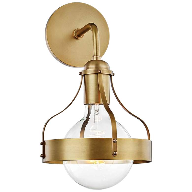 Image 1 Mitzi Violet 13 1/2" High Aged Brass Wall Sconce
