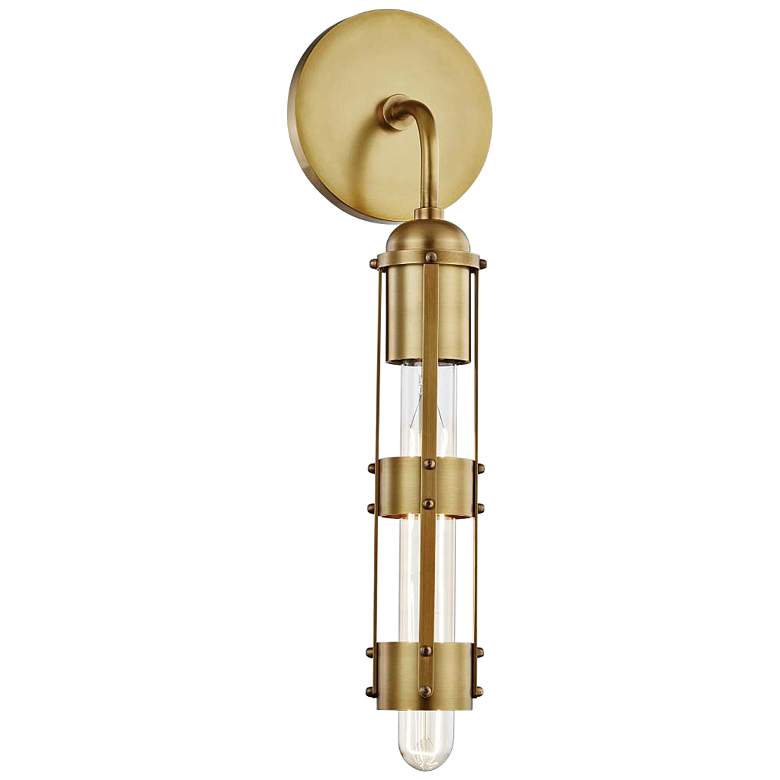 Image 1 Mitzi Violet 16 1/4" High Aged Brass Wall Sconce