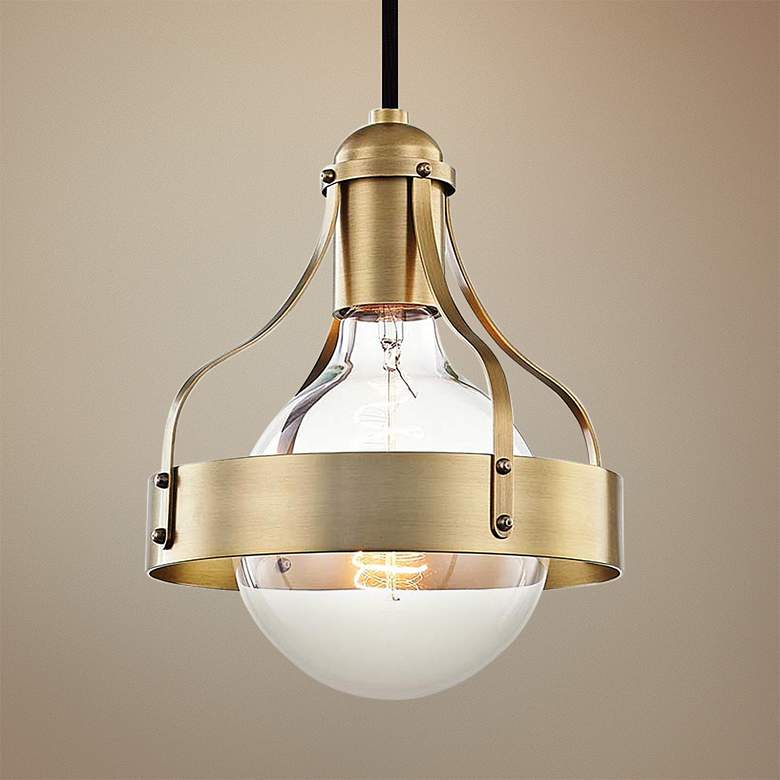 Image 1 Mitzi Violet 7 1/2" Wide Aged Brass Mini Pendant