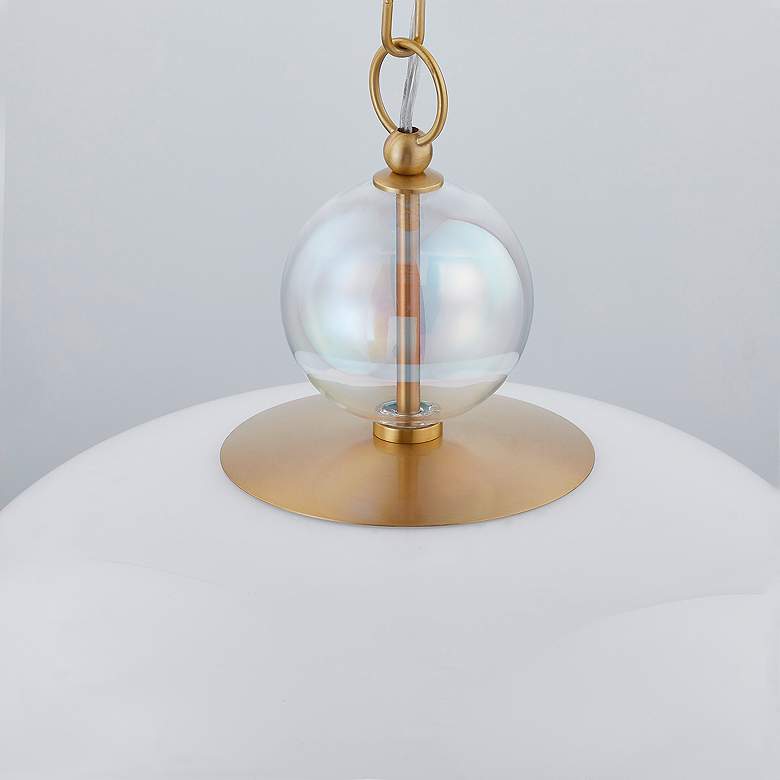 Image 3 Mitzi Viviana 15" Wide Modern Brass Opal Glass Pendant Light more views