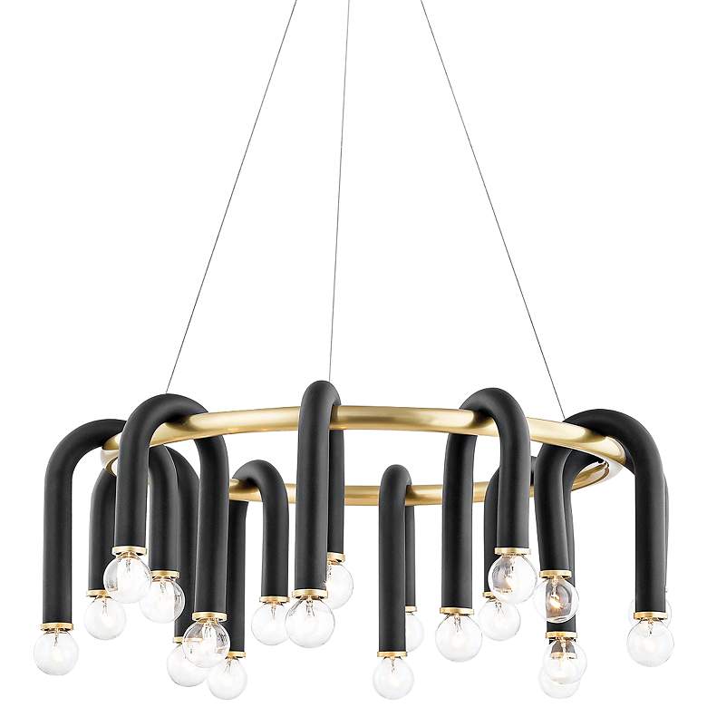 Image 2 Mitzi Whit 28 3/4"W 20-Light Aged Brass and Black Chandelier