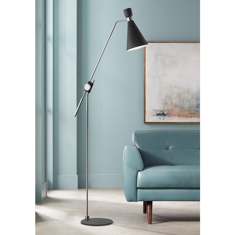 Image 1 Mitzi Willa Polished Nickel and Black Adjustable Floor Lamp