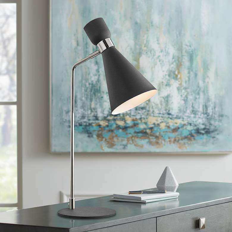 Image 1 Mitzi Willa Polished Nickel and Black Metal Table Lamp